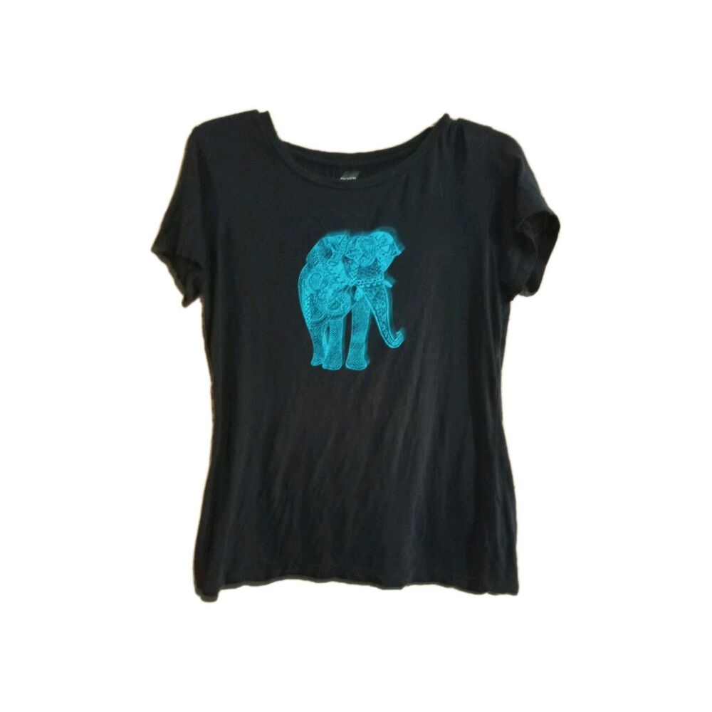 Crown & Ivy T-SHIRT Women's Size Medium  Elephant Blue Tee Top